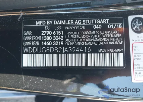 2018 Mercedes-Benz S 560 из США, поврежденный, VIN WDDUG8DB2JA394416
